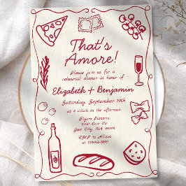 手描きワインレッドレトロリハイタリアンーサルディナー 招待状