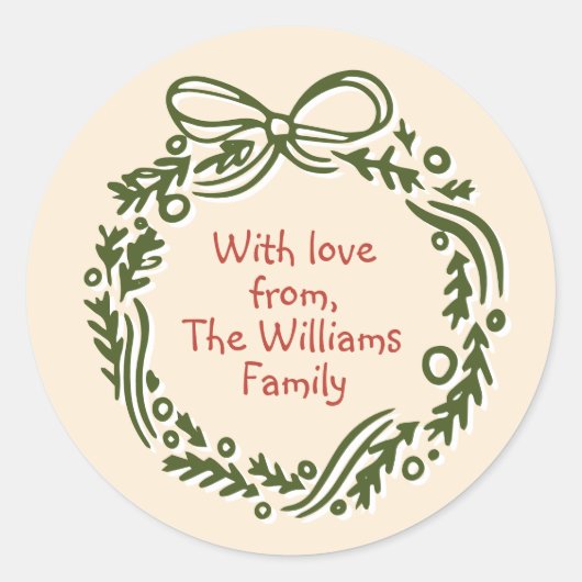 手描きヴィンテージインスパイアス・ギフト・ステッカー ラウンドシール (正面)