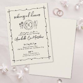 手描きヴィンテージウェディングリハーサルディナー 招待状