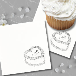 手描きヴィンテージケお洒落ーキ結婚ー スタンダードカクテルナプキン