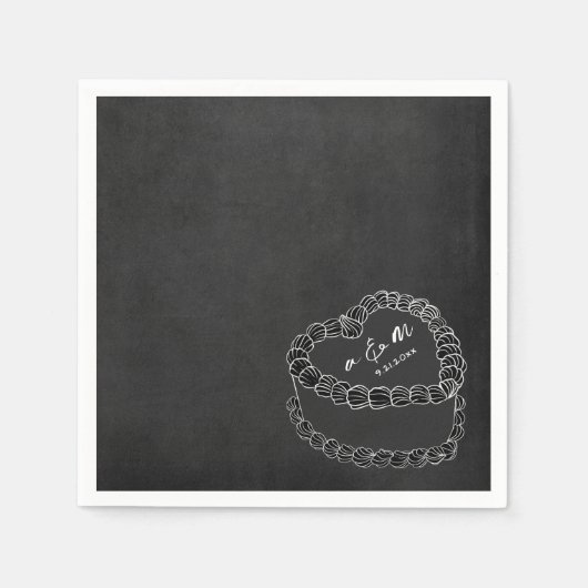 手描きヴィンテージケーキチョーク結婚ボード スタンダードカクテルナプキン (正面)