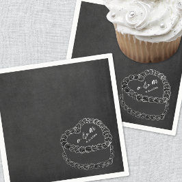 手描きヴィンテージケーキチョーク結婚ボード スタンダードカクテルナプキン