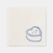 手描きヴィンテージケーキブルーお洒落ズ結婚 スタンダードカクテルナプキン (正面)