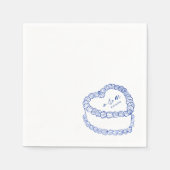 手描きヴィンテージケーキブルーお洒落ズ結婚 スタンダードカクテルナプキン (正面)