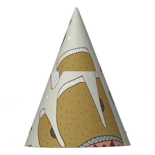 手描きヴィンテージシームレスパターン パーティーハット (正面)