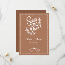 手描きヴィンテージフランスのテラコッタ結婚ズ セーブザデート