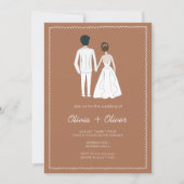 手描きヴィンテージフランスのテラコッタ結婚ズ 招待状 (正面)