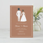 手描きヴィンテージフランスのテラコッタ結婚ズ 招待状 (スタンド正面)