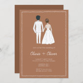 手描きヴィンテージフランスのテラコッタ結婚ズ 招待状 (正面/裏面)