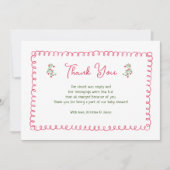手描きヴィンテージフローラガールベビーシャワー サンキューカード (正面)