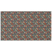 手描きヴィンテージ冬花模様ダークグリーン テーブルクロス (正面(横))