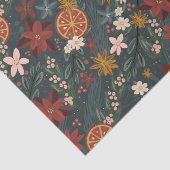 手描きヴィンテージ冬花模様ダークグリーン 薄葉紙 (詳細)