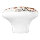 手描きヴィンテージ赤タコイラストレーション セラミックノブ (側面)