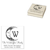 手描き三日月の家族の名前差出人住所 ラバースタンプ (押印)