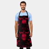 手描き不吉な人間のスクを使ったシームレスな模様 エプロン (着用した状態)