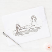 手描き人魚のアートエレガント楕円シール 楕円形シール (封筒)