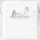 手描き人魚のアートエレガント楕円シール 楕円形シール (バッグ)