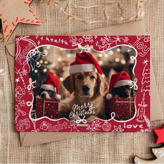 手描き写真メリークリスマスカード シーズンカード