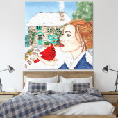 手描き冬の日 キャンバスプリント (インサイチュ (寝室))