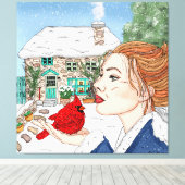 手描き冬の日 キャンバスプリント (インサイチュ (ウッドフロア))