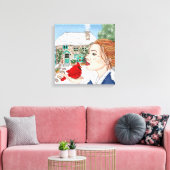 手描き冬の日、英語コテージ キャンバスプリント (インサイチュ (リビング))