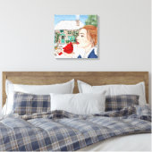 手描き冬の日、英語コテージ キャンバスプリント (インサイチュ (寝室))