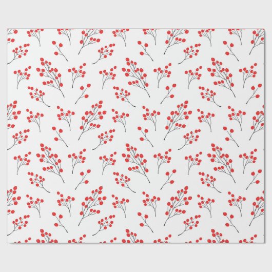 手描き冬の果実のパターン ラッピングペーパー (フラット)