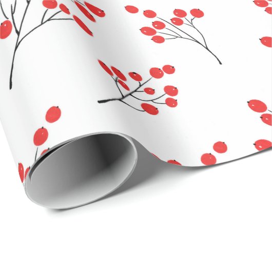手描き冬の果実のパターン ラッピングペーパー (ロールコーナー)