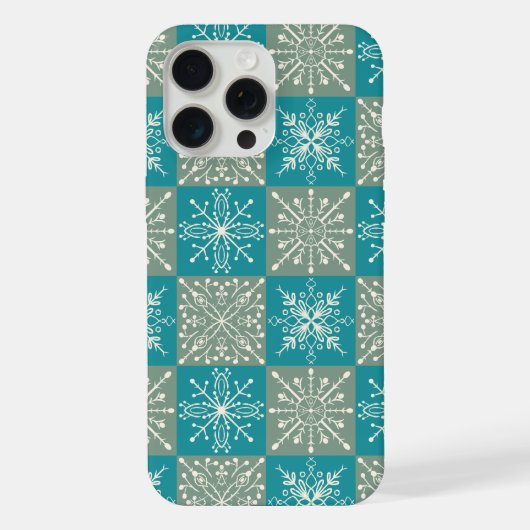 手描き冬の雪片パターン iPhoneケース (裏面)