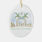 手描き出生シーンすべて穏やかなことわざ セラミックオーナメント (右)