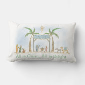 手描き出生シーンすべて穏やかなことわざ ランバークッション (正面)