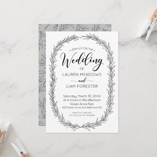 手描き分岐枠結婚式招待状 招待状 (正面/裏面インサイチュ)