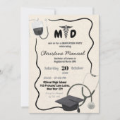 手描き医師卒業 招待状 (正面)