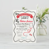 手描き医療用処方箋の波形卒業 招待状 (スタンド正面)