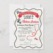 手描き医療用処方箋の波形卒業 招待状 (正面)