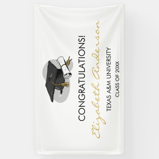 手描き卒業キャップバナー 横断幕 (縦)