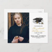 手描き卒業キャップ&フォトパーティーはがき インビテーションポストカード (正面/裏面)