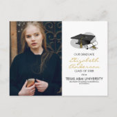 手描き卒業キャップ&フォトパーティーはがき インビテーションポストカード (正面)