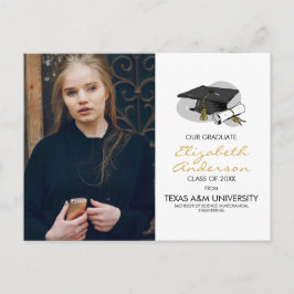 手描き卒業キャップ&フォトパーティーはがき インビテーションポストカード