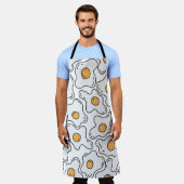 手描き卵おもしろい継ぎ目パターン エプロン (着用した状態)