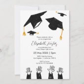 手描き図解入りの、写真付きの写真卒業招待状 招待状 (正面)