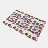 手描き図解入りの、写真付きの巾着柄アートデザイン ドアマット (アングル)