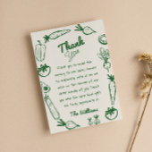 手描き地元で栽培された野菜ベビーシャワー サンキューカード