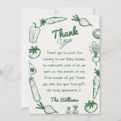 手描き地元で栽培された野菜ベビーシャワー サンキューカード (正面)