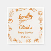 手描き地元で栽培された野菜ベビーシャワー スタンダードカクテルナプキン (正面)