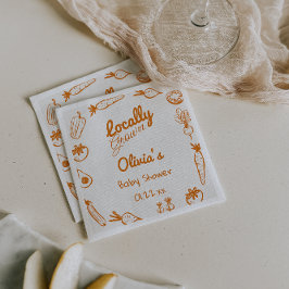 手描き地元で栽培された野菜ベビーシャワー スタンダードカクテルナプキン