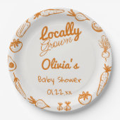 手描き地元で栽培された野菜ベビーシャワー ペーパープレート (正面)