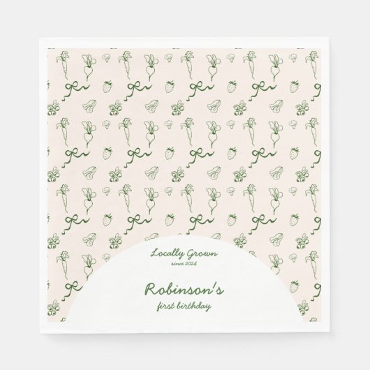 手描き地元で育った農場1歳の誕生日 スタンダードランチョンナプキン (正面)