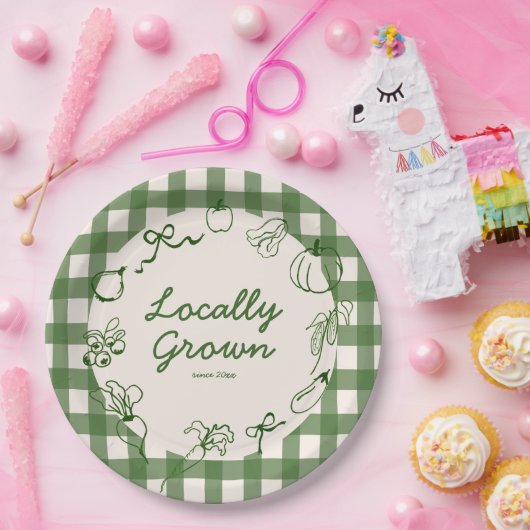 手描き地元で育った農場1歳の誕生日 ペーパープレート (パーティー)