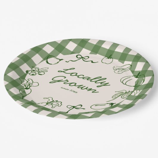 手描き地元で育った農場1歳の誕生日 ペーパープレート (アングル)